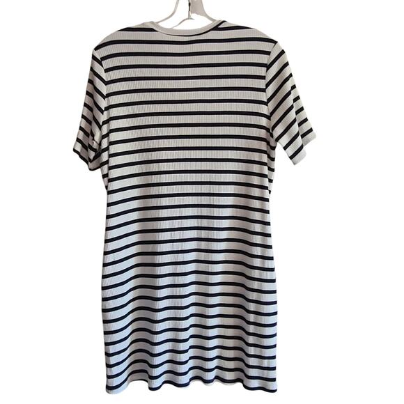 REFORMATION Charli Ribbed‎ Ceto Striped T Shirt Dress Black White Women's M - Picture 3 of 10